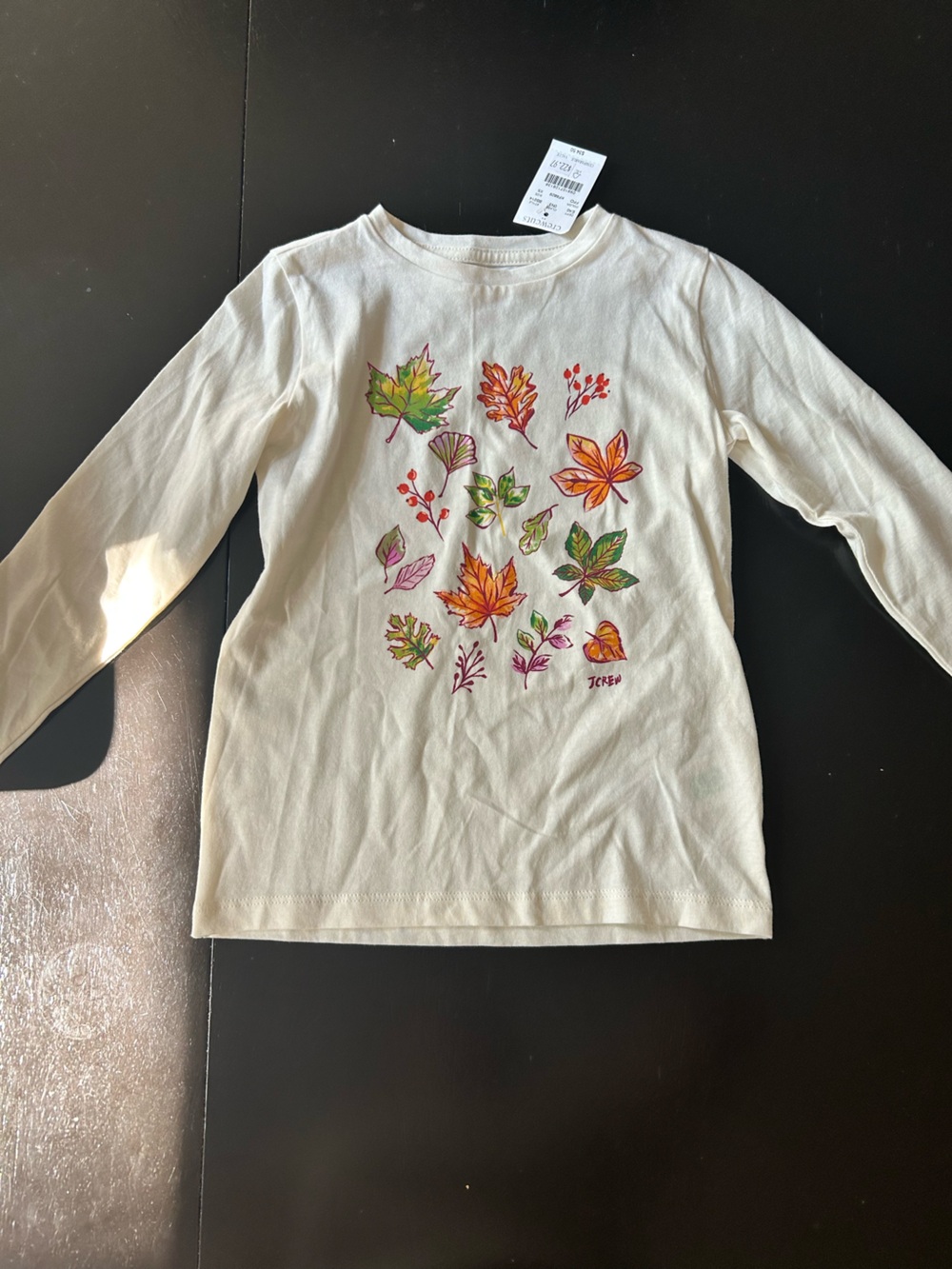 Crewcuts Cream Long Sleeve Tee with Colorful Leaf Motif